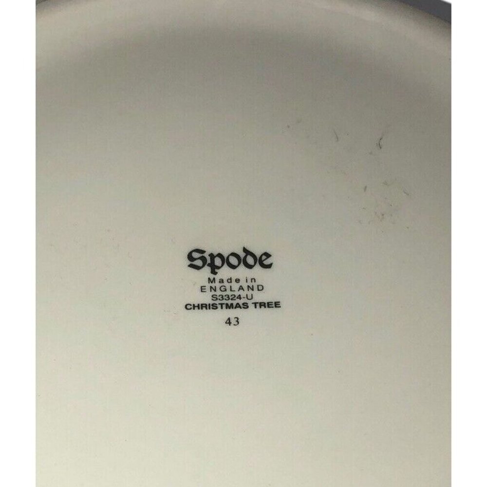SPODE “Christmas Tree” 9.75" D x 4" H Large Round Serving Bowl Green Trim - Picture 5 of 5